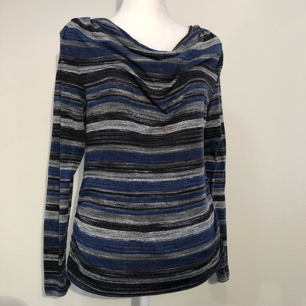 Christopher & Banks Cowl Neck Stripe Sweater PM